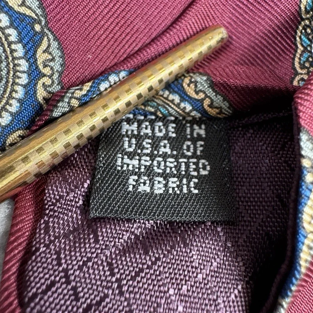 Vtg‎ Christian Dior Monsieur Tie Red Blue Geometric USA Sophisticated Luxury